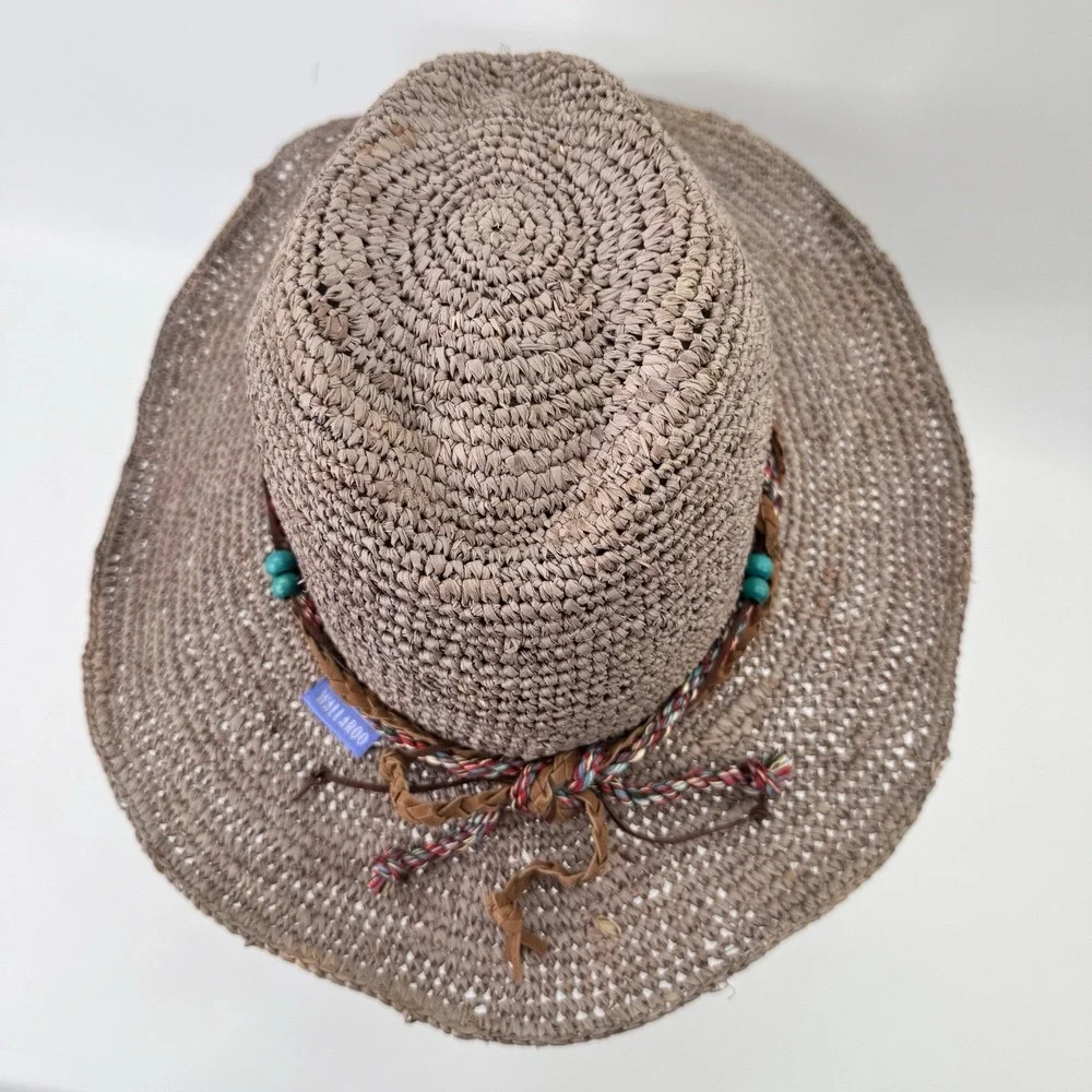 Wallaroo Neutral Straw Beach Sun Hat with Braided Accent